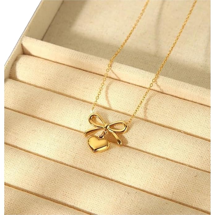 Bow Heart Necklace