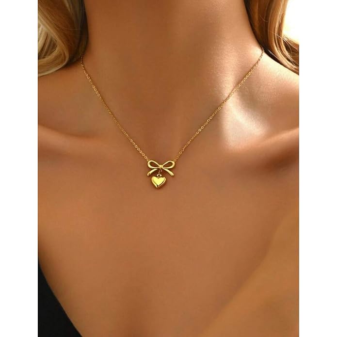 Bow Heart Necklace