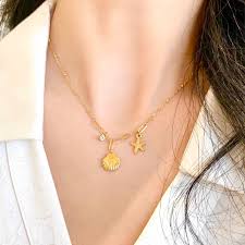 Starfish Golden Shell Charm Necklace